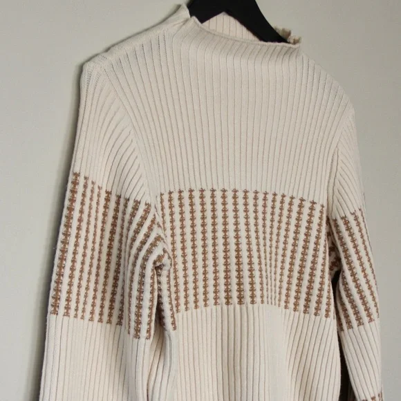 French Connection Ribbed Neutral Knit Sweater Beige & Tan Size S - Picture 4 of 8